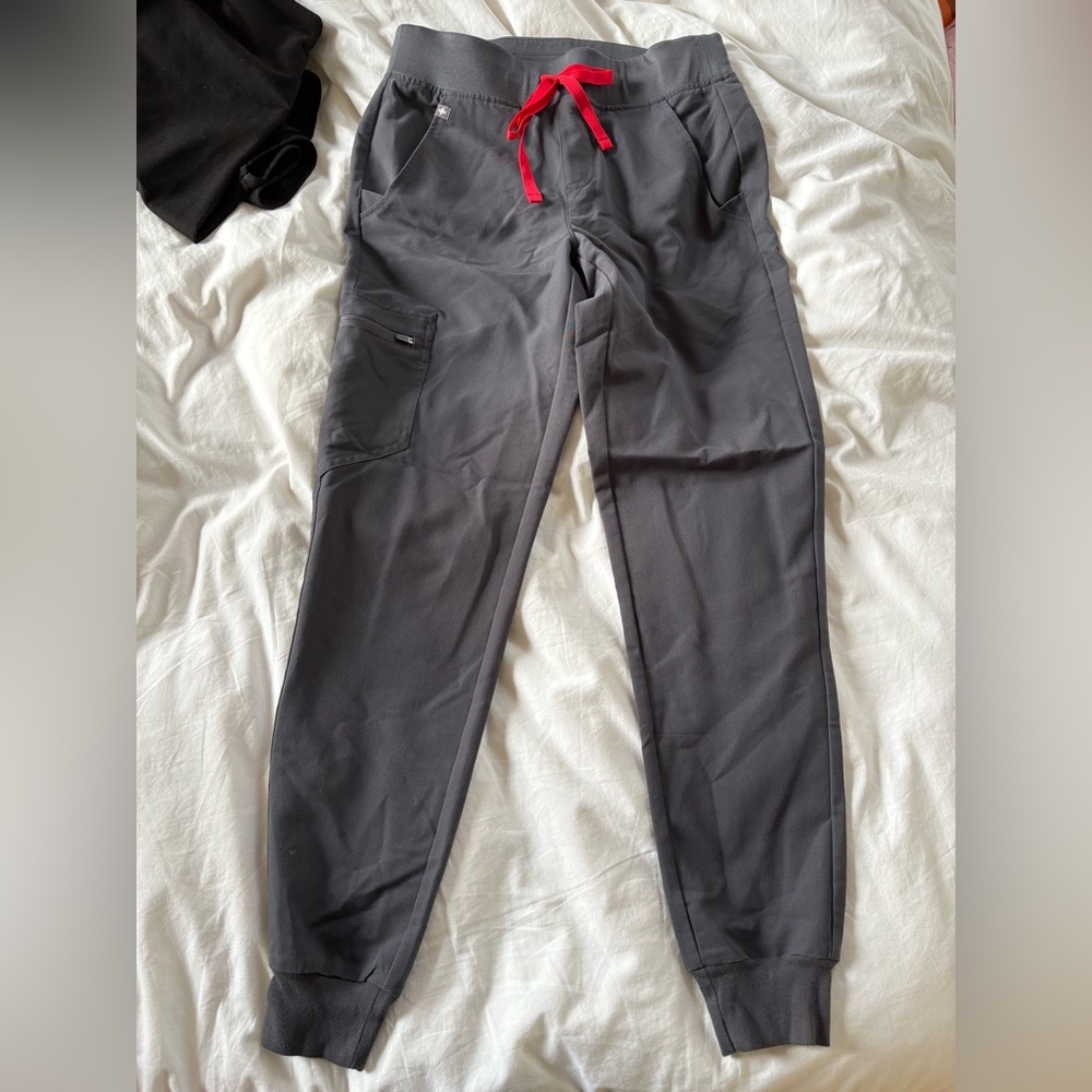 Figs Gray Joggers with Red Drawstring